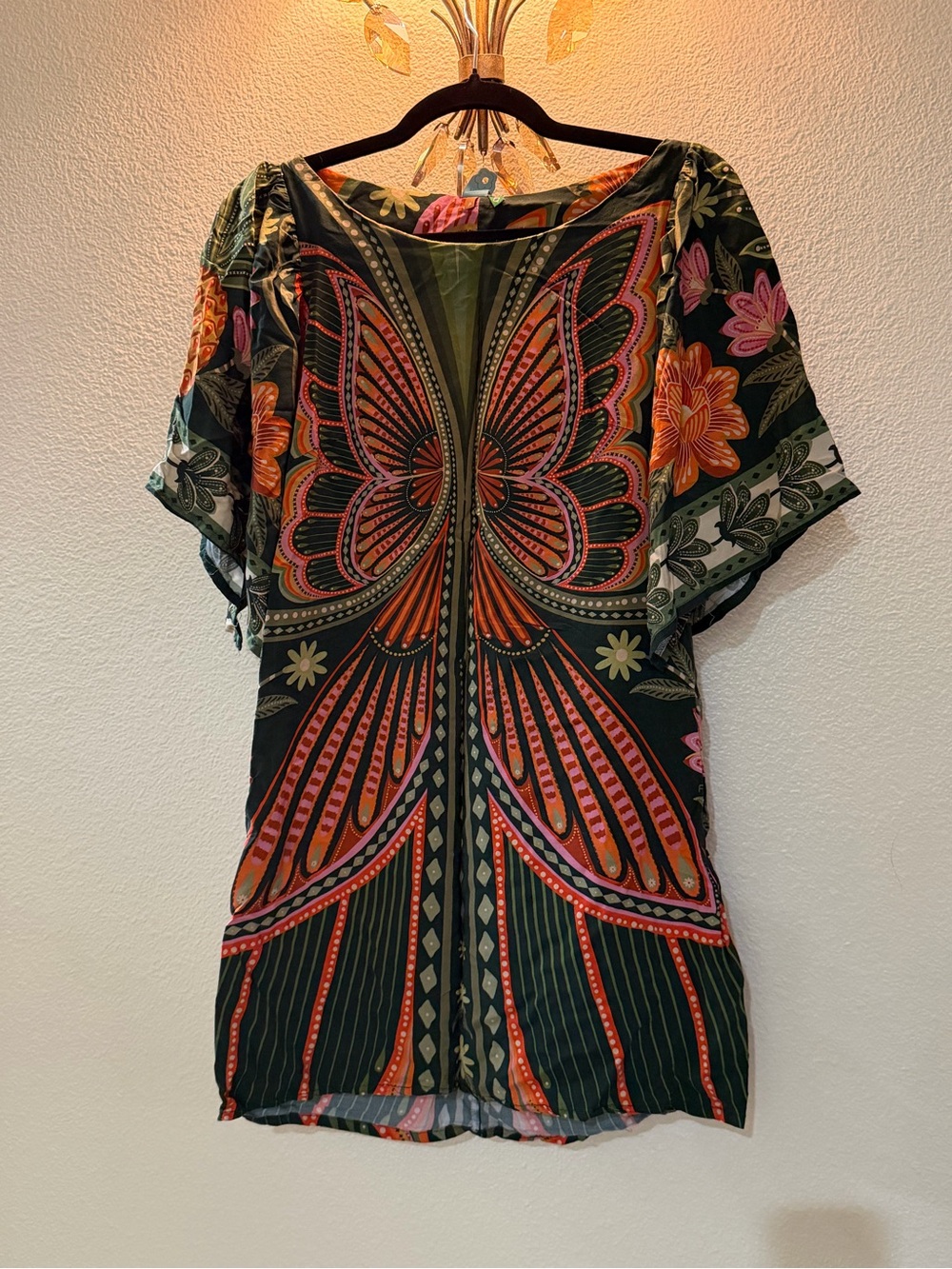 Women’s Green Butterfly Print Swim Cover-Up Tunic